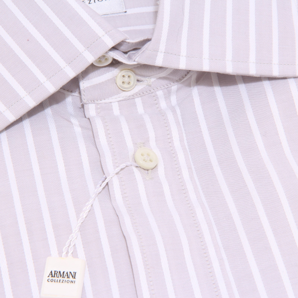 28445 camicia uomo ARMANI COLLEZIONI bianco grigio shirt men long sleeve