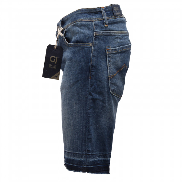 2858Z bermuda uomo GAUDI' JEANS LIAM fringed slim fit blue shorts man