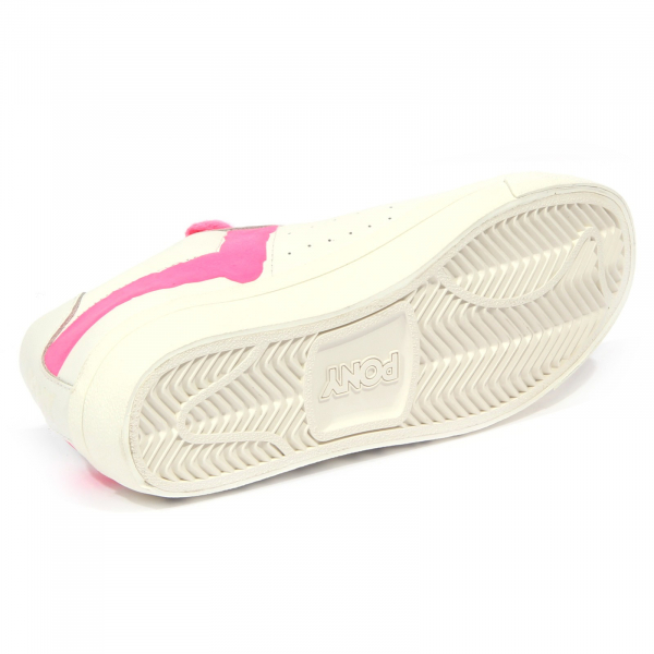 3024J sneaker donna off white/pink fluo PONY TOP STAR leather shoe woman