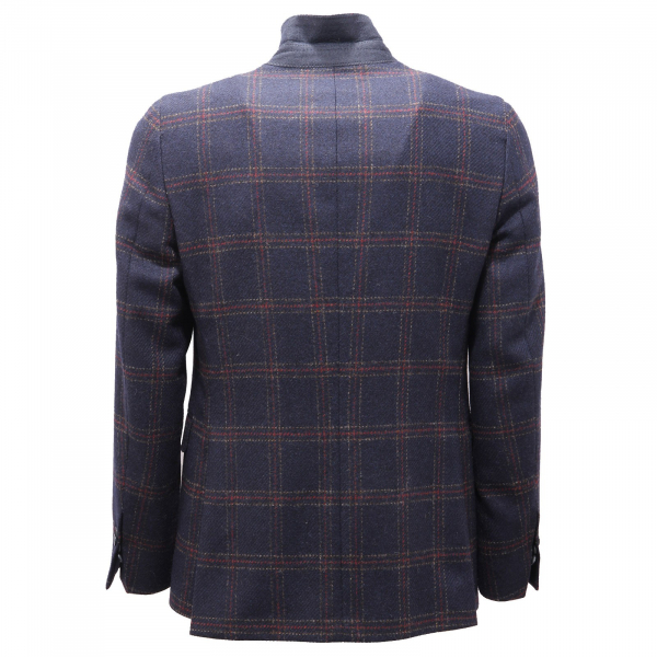 3037AG giacca uomo ANGELO NARDELLI blue/red/yellow check wool jacket man