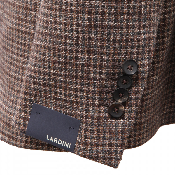 3081AF giacca uomo LARDINI brown/grey checked wool/cotton/linen jacket men