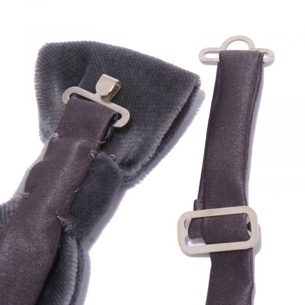 3109Y papillon boy SIMONETTA MINI grey cotton velvet wool bow tie ADJUSTABLE
