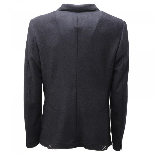 3307AF giacca uomo OFFICINA36 dark blue fleece wool blend jacket man