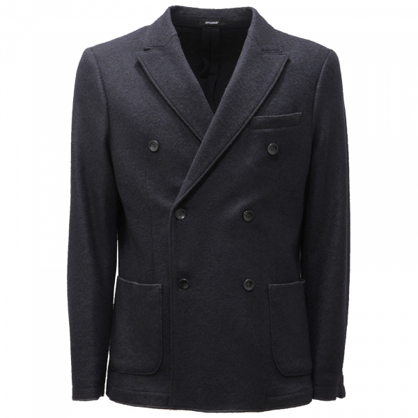3307AF giacca uomo OFFICINA36 dark blue fleece wool blend jacket man