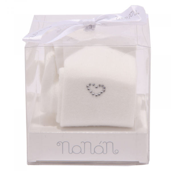 3314AA calzamaglia bimba girl NANAN white strass cotton tights