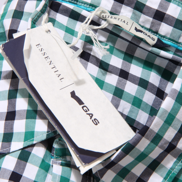 3318Z camicia uomo GAS ESSENTIAL gingham shirt green/black short sleeve man