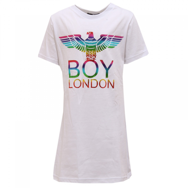 3323U vestito bimba BOY LONDON bianco t-shirt dress cotton kid girl