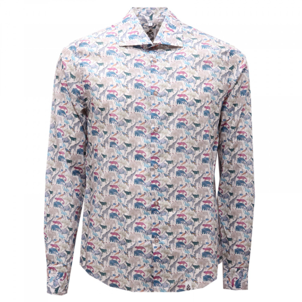 3327AG camicia uomo SINK OR SWIM LIBERTY animals print cotton shirt man