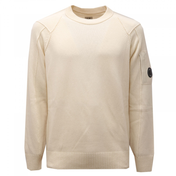 3331AF maglione girocollo uomo C.P. COMPANY off white wool sweater men