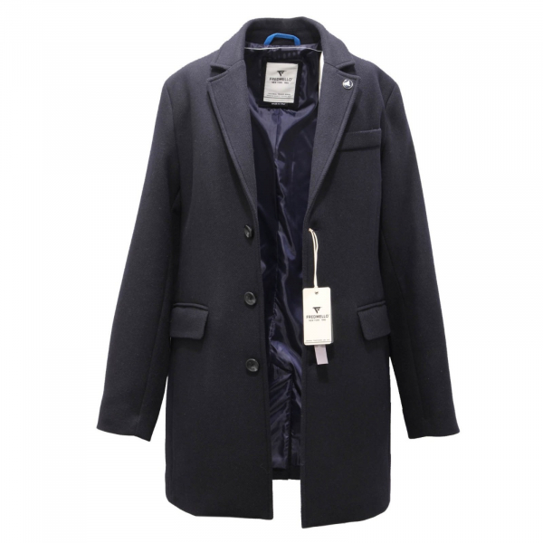 3337AI cappotto uomo FRED MELLO man wool blend overcoat blue