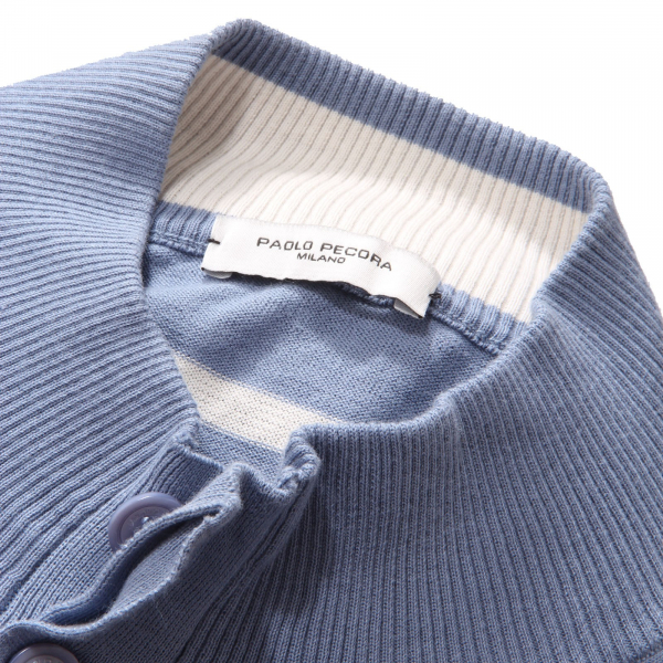 3363AF maglione cardigan uomo PAOLO PECORA light blue cotton sweater men