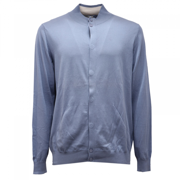 3363AF maglione cardigan uomo PAOLO PECORA light blue cotton sweater men