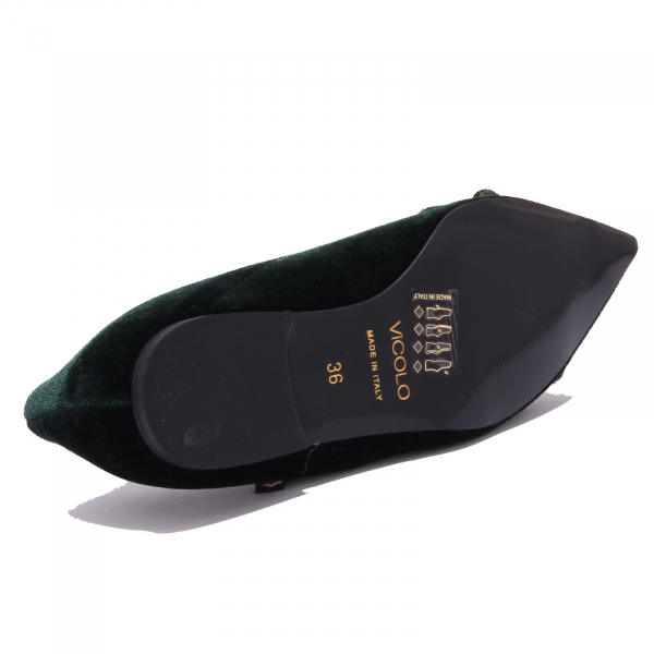 3374AB ballerina donna velvet VICOLO velluto patch strass dark green shoe woman