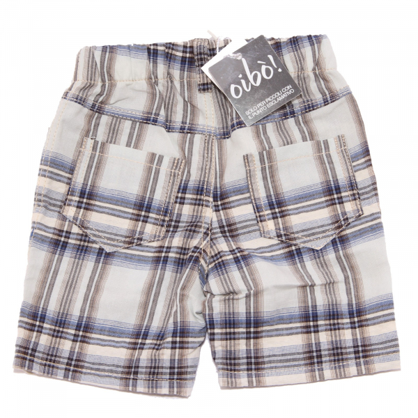 3388W bermuda bimbo OIBO'! beige/blue checked cotton short boy