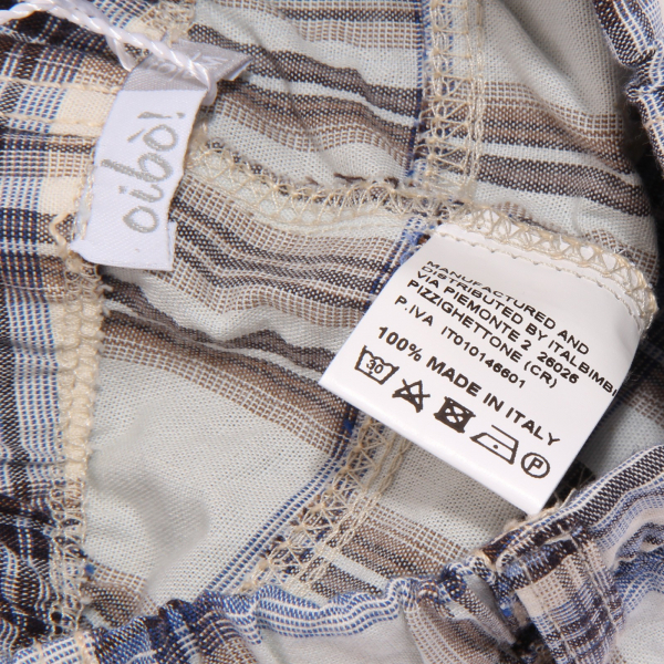 3388W bermuda bimbo OIBO'! beige/blue checked cotton short boy
