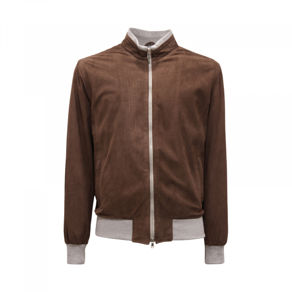 3390AS giubbotto uomo BARBA NAPOLI man perforated suede jacket