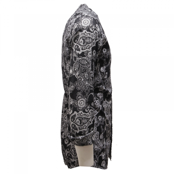 3445AC  camicia girocollo uomo PEROSINO BANDANA cotton black/white shirt men