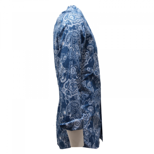 3450AC camicia girocollo uomo PEROSINO BANDANA cotton blue/white shirt men