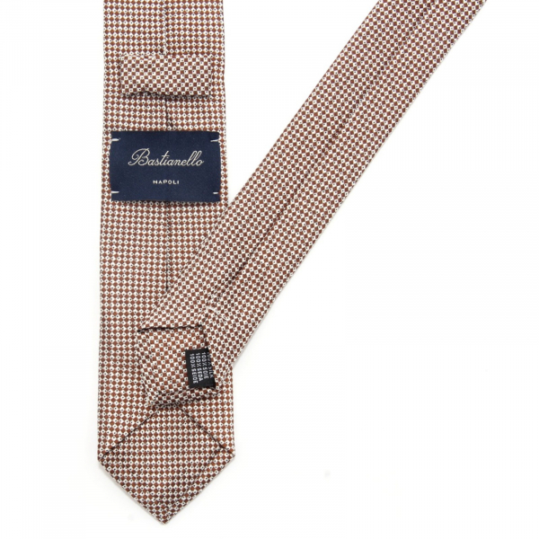 3652AI cravatta uomo BASTIANELLO man 6 cm silk tie brown/beige  