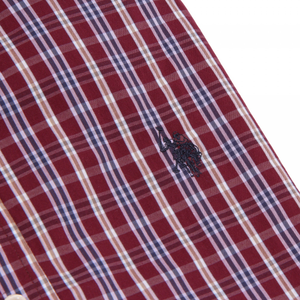 3658K camicia uomo U.S. POLO ASSN. SLIM FIT burgundy/blue shirt cotton man