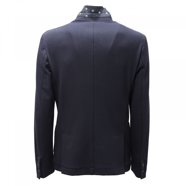 3662AF giacca doppio petto uomo BOB blue cotton textured fabric jacket man