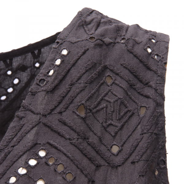 3770AG abito donna SEVENTY black cotton embroidery perforated dress woman