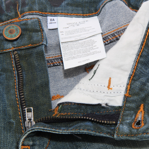 3789U jeans bimbo ARMANI JUNIOR pantalone blue delave' denim boy