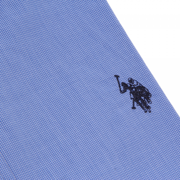 3790K camicia uomo U.S. POLO ASSN. SLIM FIT blu/white micro fantasy shirt man