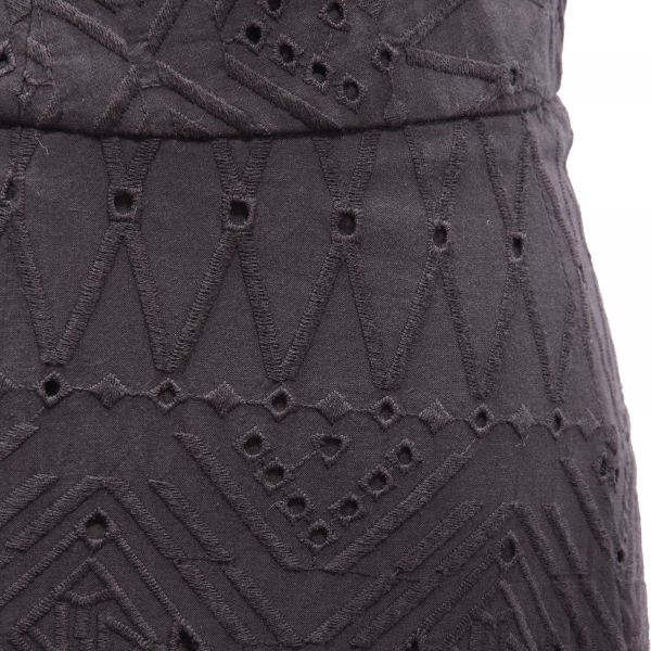 3823AG pantalone donna SEVENTY black cotton embroidery perforated trouser woman