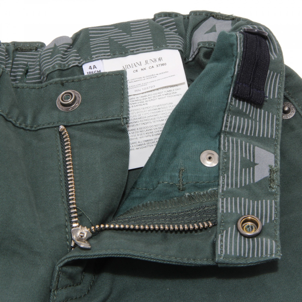 3840U pantalone bimbo ARMANI JEANS JUNIOR cotone verde pant kid boy