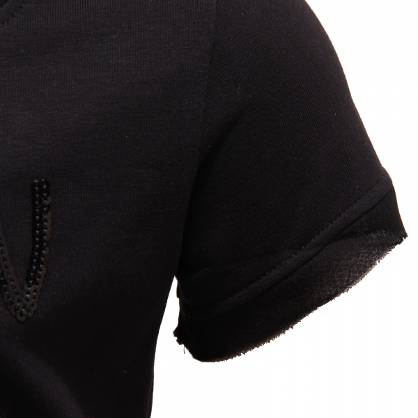 3856T maglia bimba LANVIN cotone nero paillettes t-shirt kid