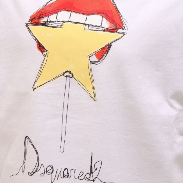 3887T maglia bimba DSQUARED2 bianco multicolor t-shirt kid