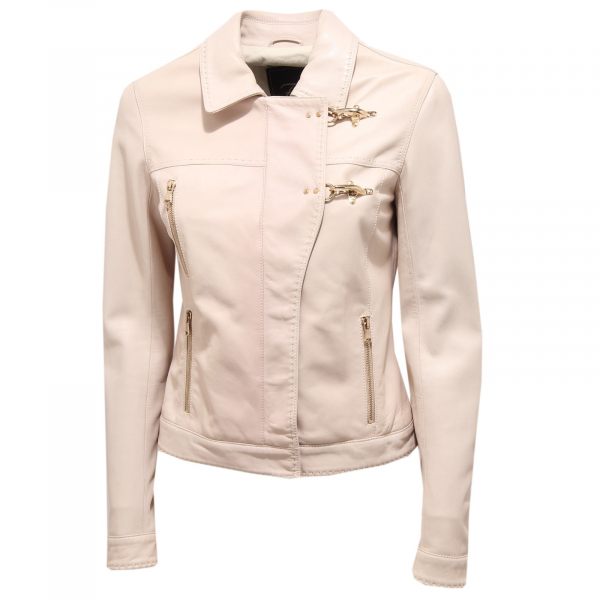 3898R giubbotto pelle donna FAY beige giacca jacket woman