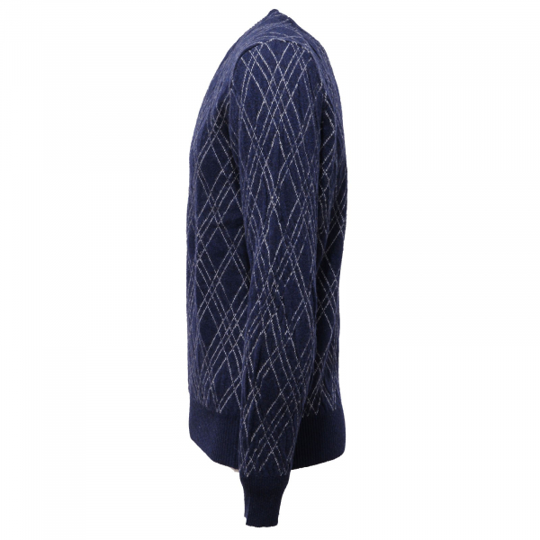 3950AB maglione uomo MC LAUREN v-neck wool blue/white sweater men