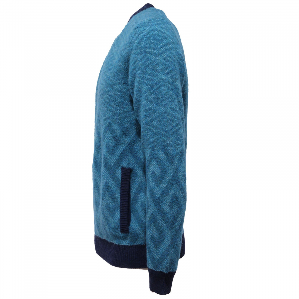 3956AB maglione uomo MC LAUREN mix wool turquoise sweater men with pocket