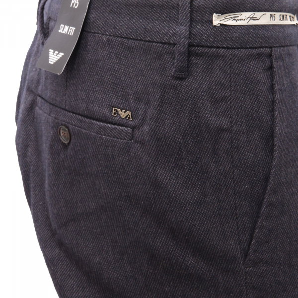 3970AE pantalone uomo EMPORIO ARMANI P15 SLIM FIT blue melange trouser man