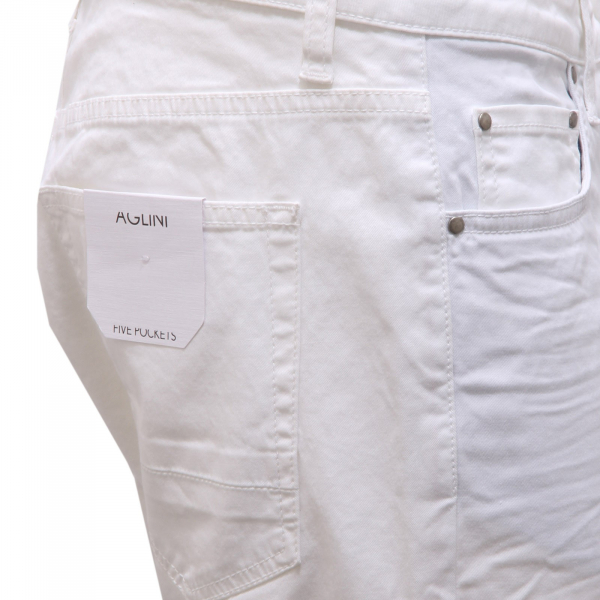4021AG pantalone uomo AGLINI MATTE off white cotton trousers man