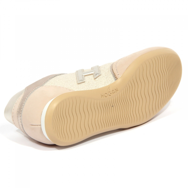sneaker donna beige/platinum HOGAN OLYMPIA metallic effect shoe woman