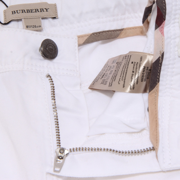 4090U pantalone bimbo BURBERRY cotone bianco white pant trouser boy