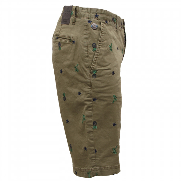 4186AA bermuda uomo FRED MELLO FMNY GARMENT DYED green short trouser man