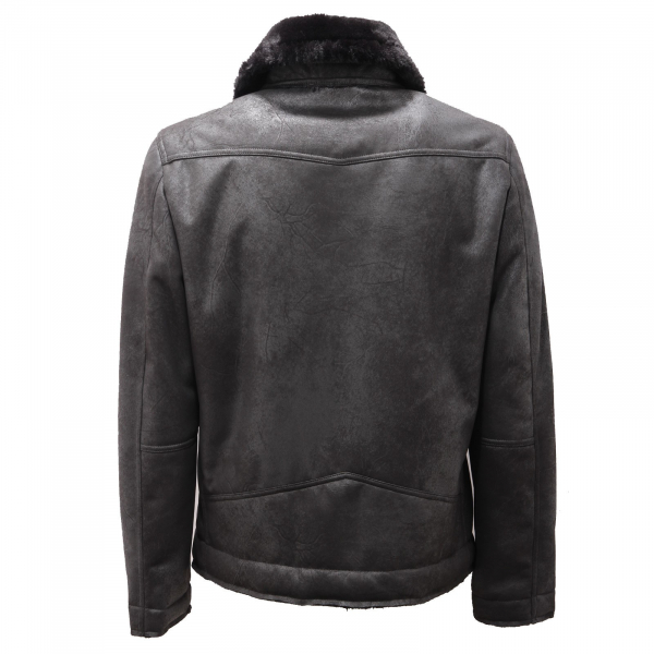 4230AF eco-montone uomo OFFICINA 36 black eco-shearling jacket man