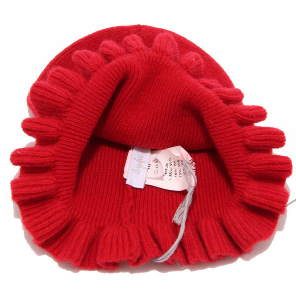 4374U cuffia bimba IL GUFO lana rosso red wool hat kid girl