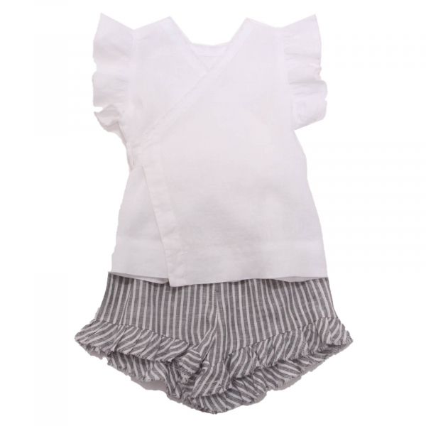 4420AN completo bimba IL GUFO girl kid linen set