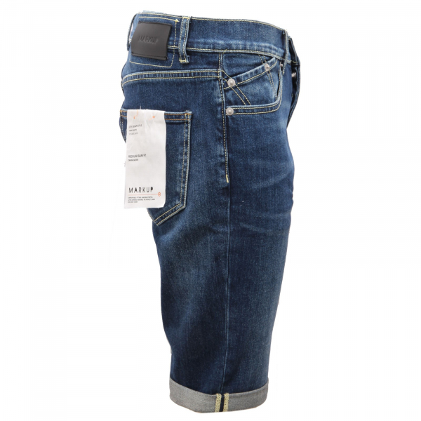 4422AF bermuda jeans uomo MARKUP vintage blue denim delave' short man