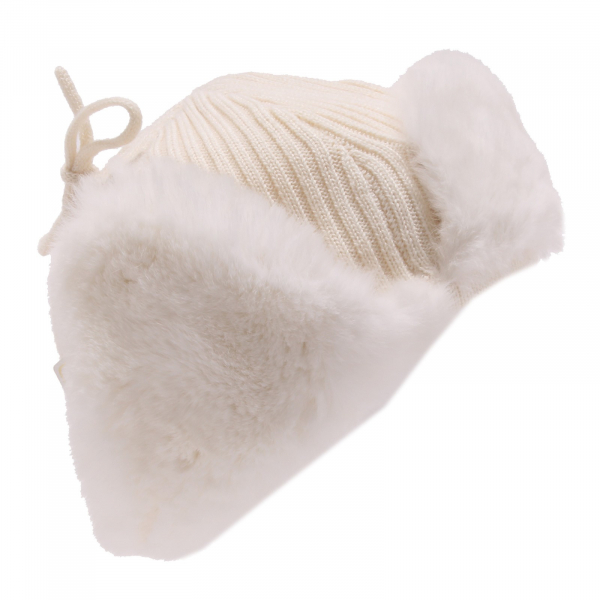 4437U cuffia bimba REGINA BY ANGELA MAFFEI lana fur wool white hat girl