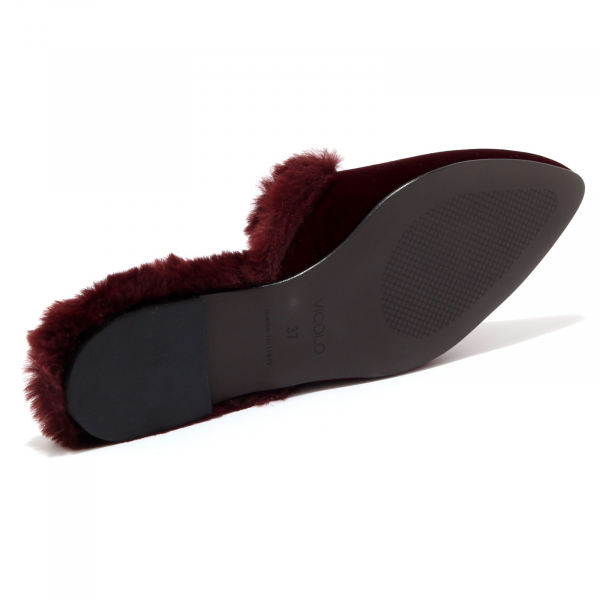 4446J ciabatta donna bordeaux velvet VICOLO velluto eco fur slipper shoe woman
