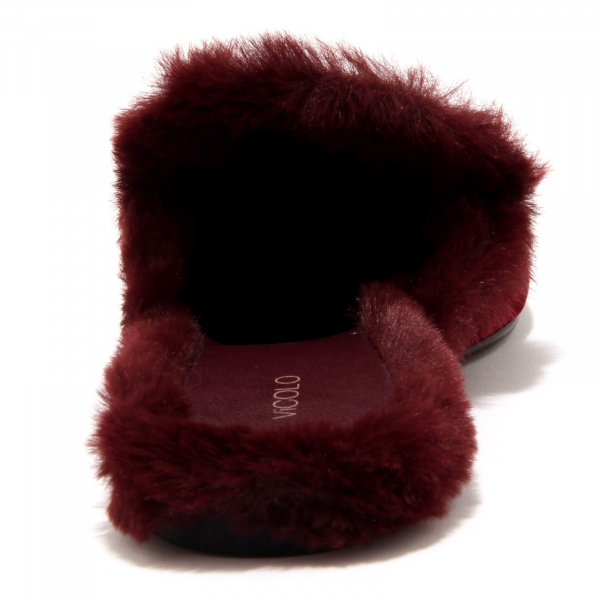 4446J ciabatta donna bordeaux velvet VICOLO velluto eco fur slipper shoe woman