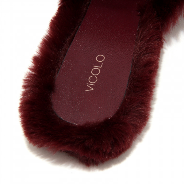 4446J ciabatta donna bordeaux velvet VICOLO velluto eco fur slipper shoe woman
