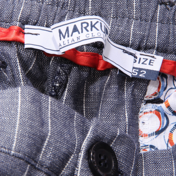 4475AF  bermuda uomo MARKUP light blue mix linen striped short pant