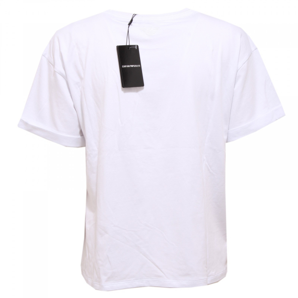 maglia donna OVERSIZE EMPORIO ARMANI white/black paillettes t-shirt woman